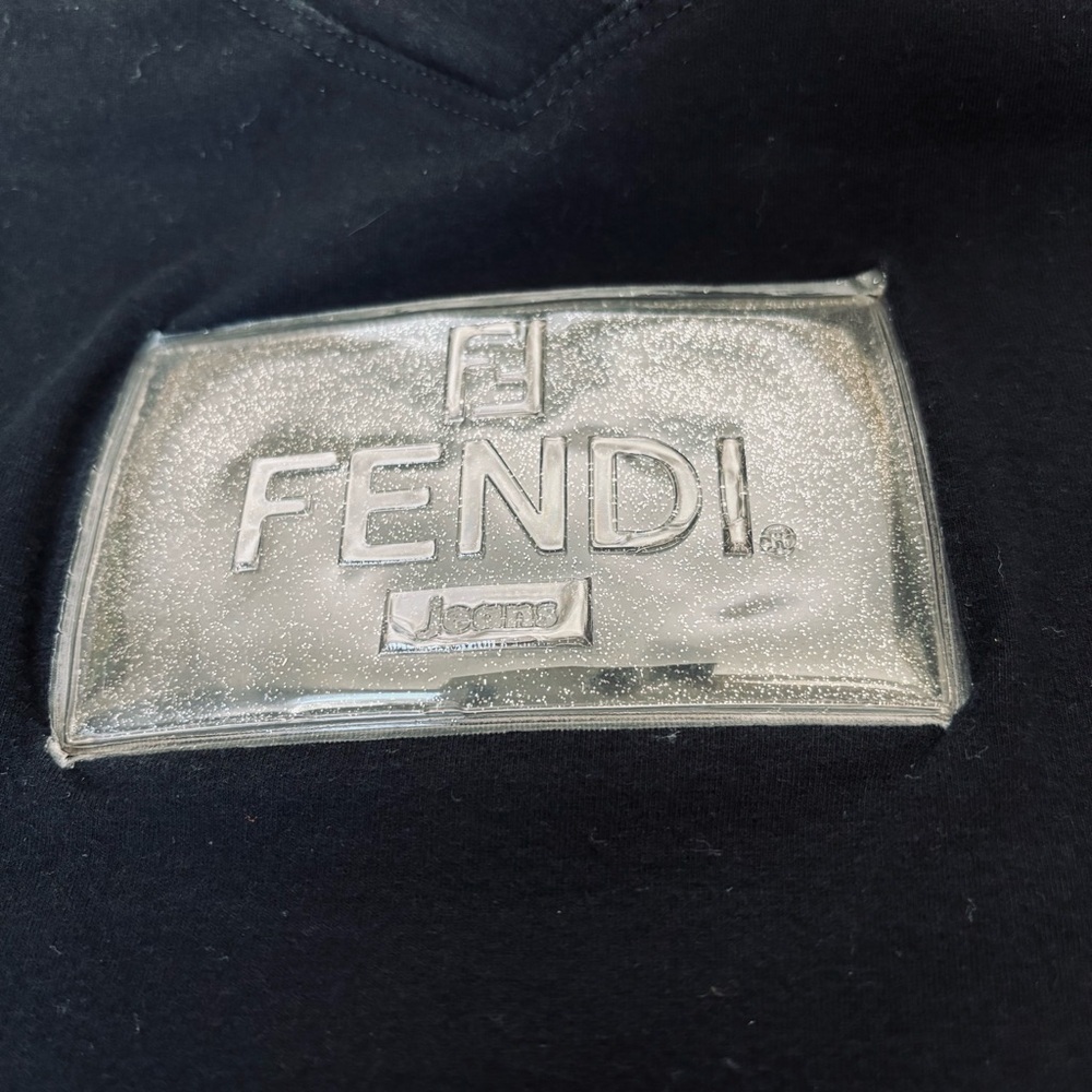 Fendi Black Vintage Tee with Shimmering Logo size 42 US Small - Picture 3 of 16